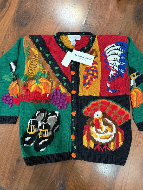 The Eagle'S Eye Sweaters - NWT Vintage The Eagle's Eye Cardigan Thanksgiving Pumpkin buttons Sz Small